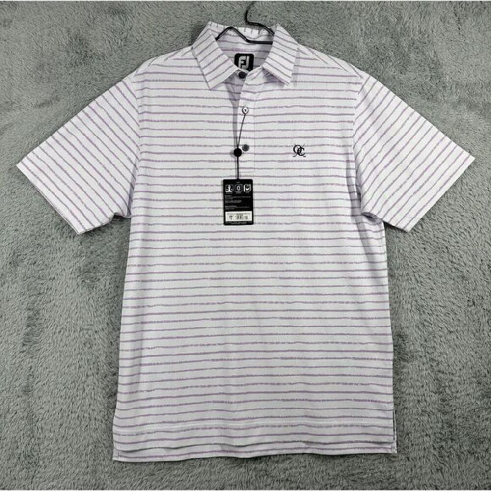 NWT Footjoy Jackson Chalkline Print Stretch Pique Self Collar Shirt Small‎ 29607